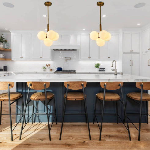Mid-Century 5 Light Gold Kitchen Island Pendant Lighting